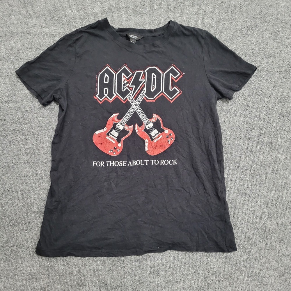 Simply Vera Vera Wang T-Shirt Womens Size M Black Cotton AC/DC Graphic Band Tee